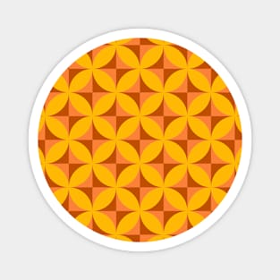 Retro orange yellow geometric pattern Magnet